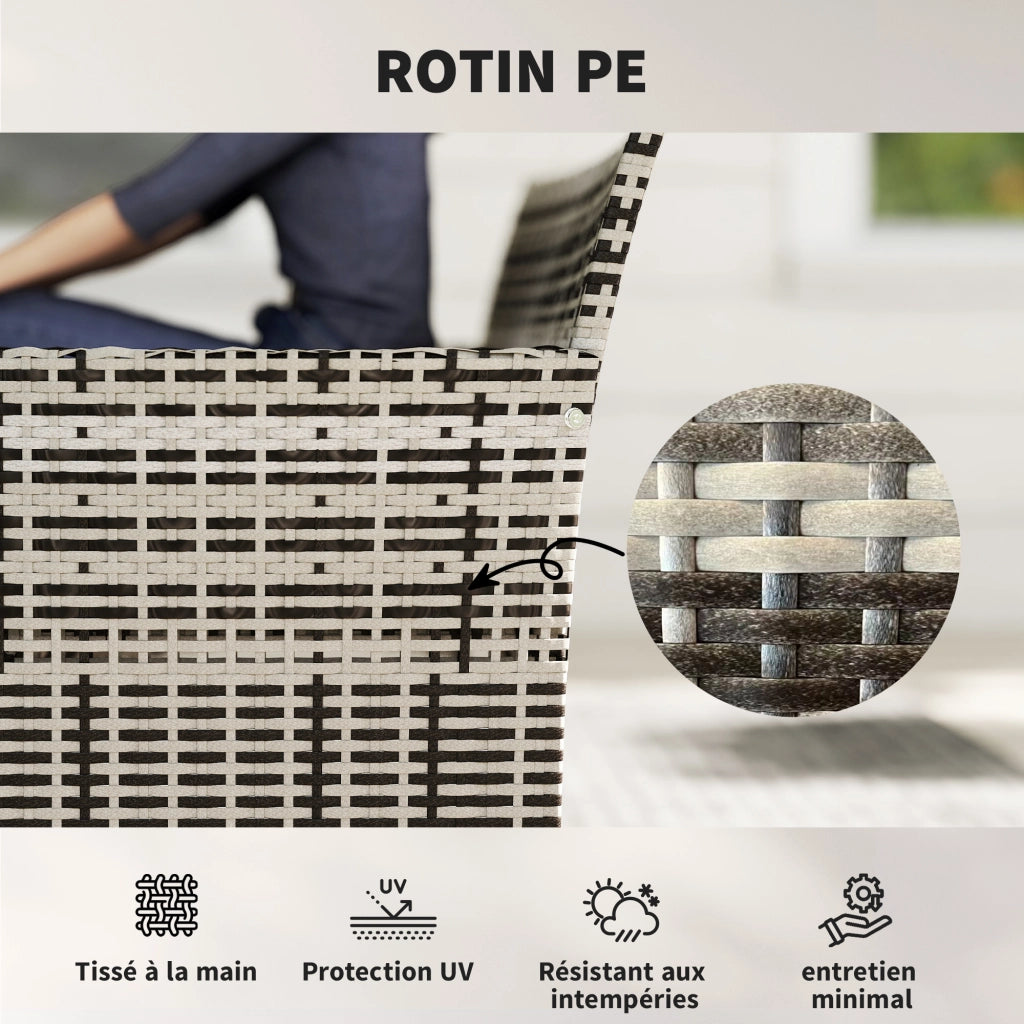 Divano 2 posti giardino in polyrattan con cuscini ¨C zephmum ¨C 115x63x85 cm grigio chiaro