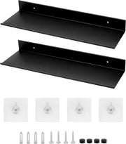 Set di 2 pannelli flottanti neri 40 cm con viti self-adhesive per camera da letto, soggiorno e ufficio