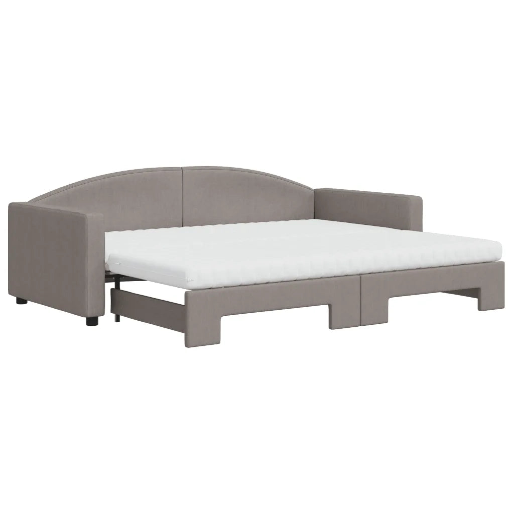 Divano Letto Estraibile con Materassi Tortora 90x200 cm Tessuto