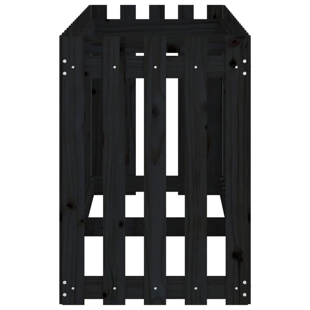 Fioriera rialzata per piante fiori patio giardino design del giardino con recinzione 200 x 50 x 70 cm pino nero massiccio 02_0039809