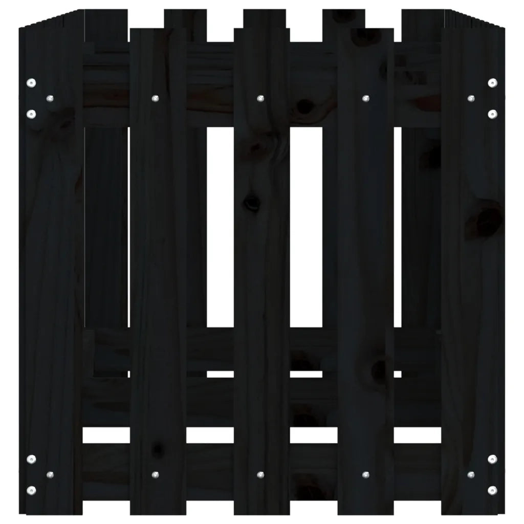 Fioriera | Cassetta per fiori | Vaso Giardino a Recinzione Nera 150x50x50cm Massello Pino
