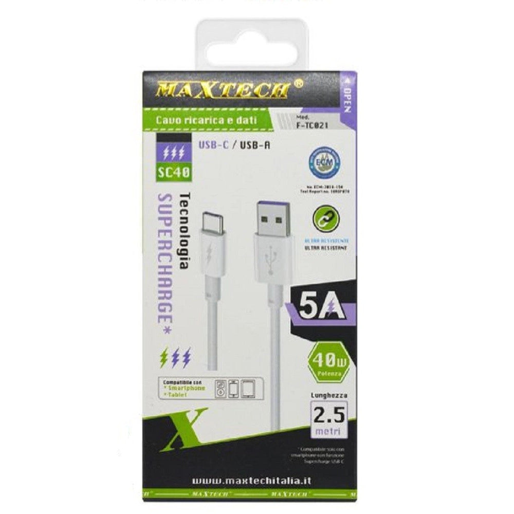 Trade Shop - Cavo Type-c Usb 2.5mt Supercharge Ricarica Rapida 5a Dati Per Smartphone F-tc021 -