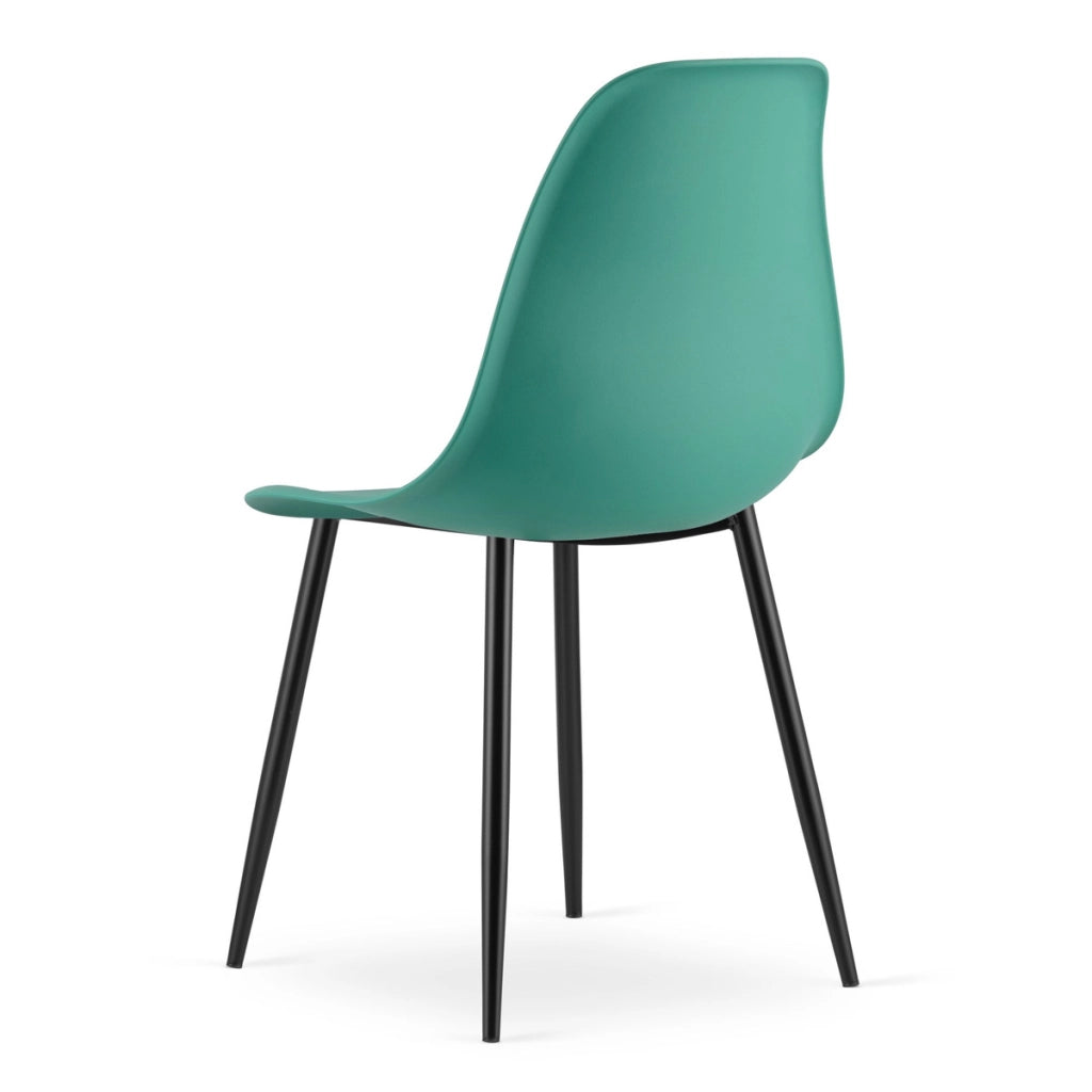 Sedia di design Wat verde con gambe in metallo nero