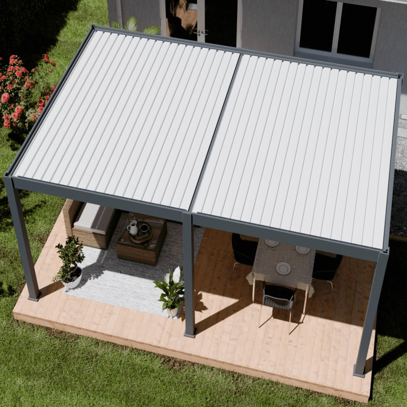 Pergola bioclimatica motorizzata OmbrÃ©a ELMO autoportante 4x6M - Antracite/bianco