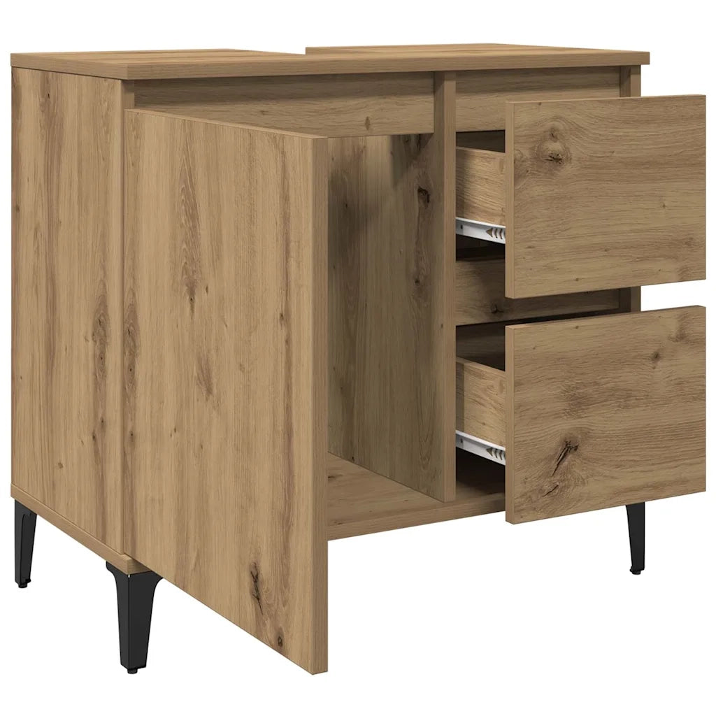 Mobile Sottolavabo Rovere Artigianale 65x33x60 cm in Truciolato 857124