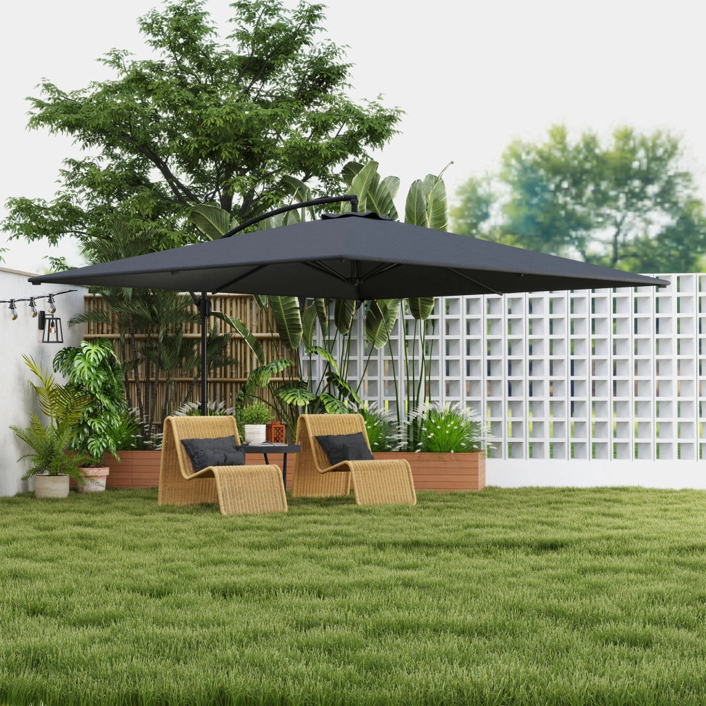 Ombrellone da Giardino Girevole e Inclinabile ¨C Zephmum ¨C Grigio 280x380 cm