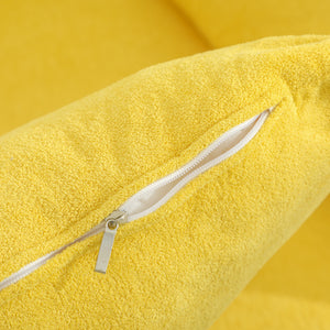 Divano 2 Posti Design Moderno 130x77x84 cm con Cuscini Rivestimento in Tessuto Spugna Giallo