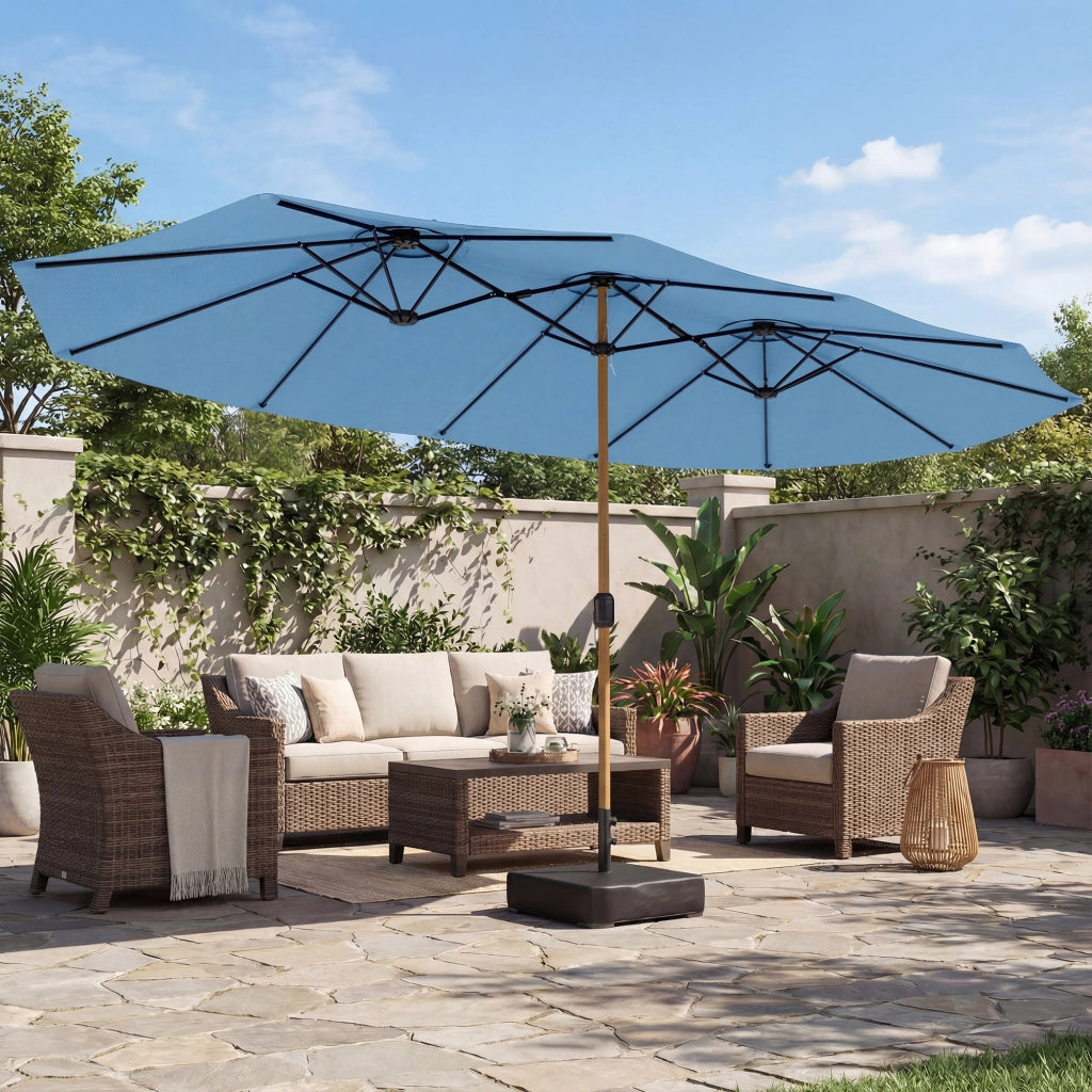 Ombrellone doppio da giardino ¨C zephmum ¨C blu 5x3 m