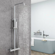 AICA Colonna Doccia con Miscelatore Termostatico, Rubinetto Doccia 28x4cm, Soffione Doccia in Acciaio Inox 20x20cm Cromo