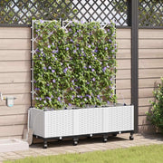 Vaso da Giardino con Irrigazione e Ruote 3 pz Bianco PP 3423095