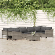 Set Divani da Giardino 8 pz con Cuscini in Polyrattan Grigiocod mxl 100633
