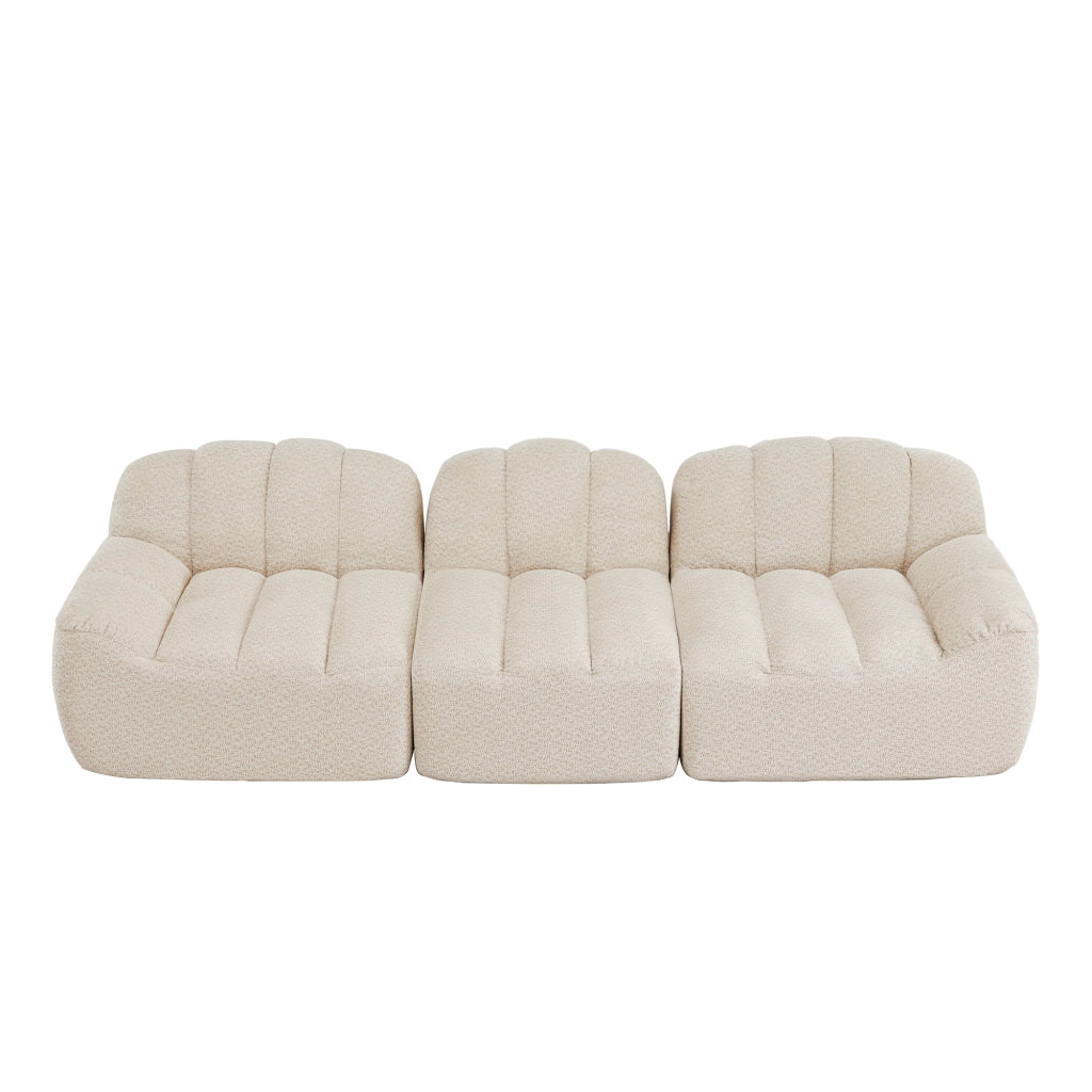 Divano Modulare 3 Posti ¨C MINIMAL ¨C Tessuto Morbido, Beige, Seduta Profonda