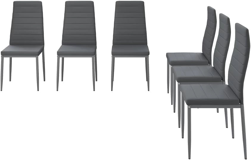 Sedie Grand, Grigio, 42.5 x 48 cm Set di 6, per l’utilizzo come set da pranzo in cucina o sala da pranzo