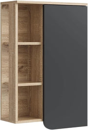 Mobile bagno Karen, Sonoma/antracite, 50 x 75 cm con porta e vani aperti, per montaggio a parete con vani a giorno e vani chiusi