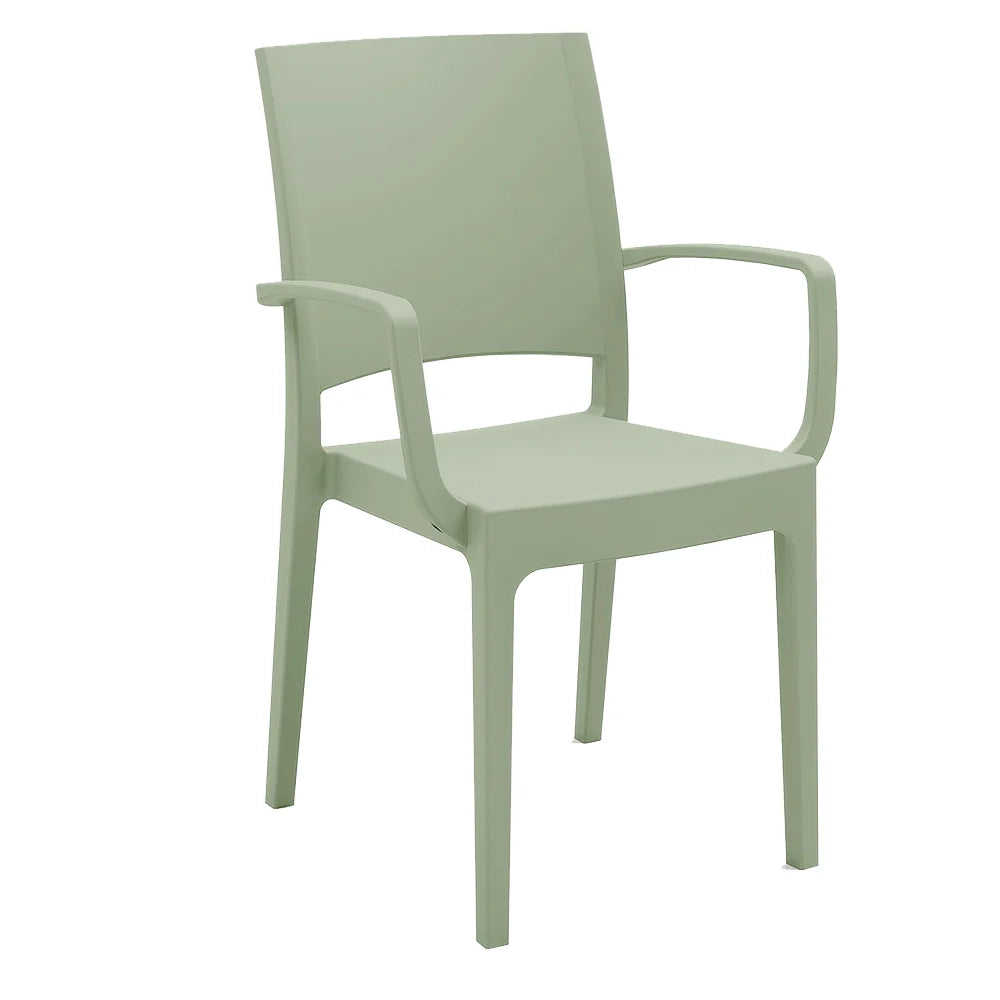 Sedia con braccioli in polipropilene FLORA, MADE IN ITALY, impilabile, resistente ai raggi UV, design moderno, ideale per interno ed esterno, colore Menta