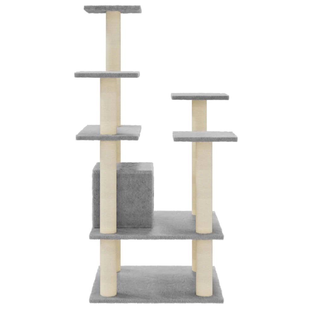 Tiragraffi per gatti torre per arrampicata giocattolo piattaforma per arrampicata con tiragraffi in sisal leggero 110 cm grigio 02_0022549