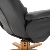Poltrona Sedia Relax Reclinabile con Poggiapiedi in Pelle PU Nero