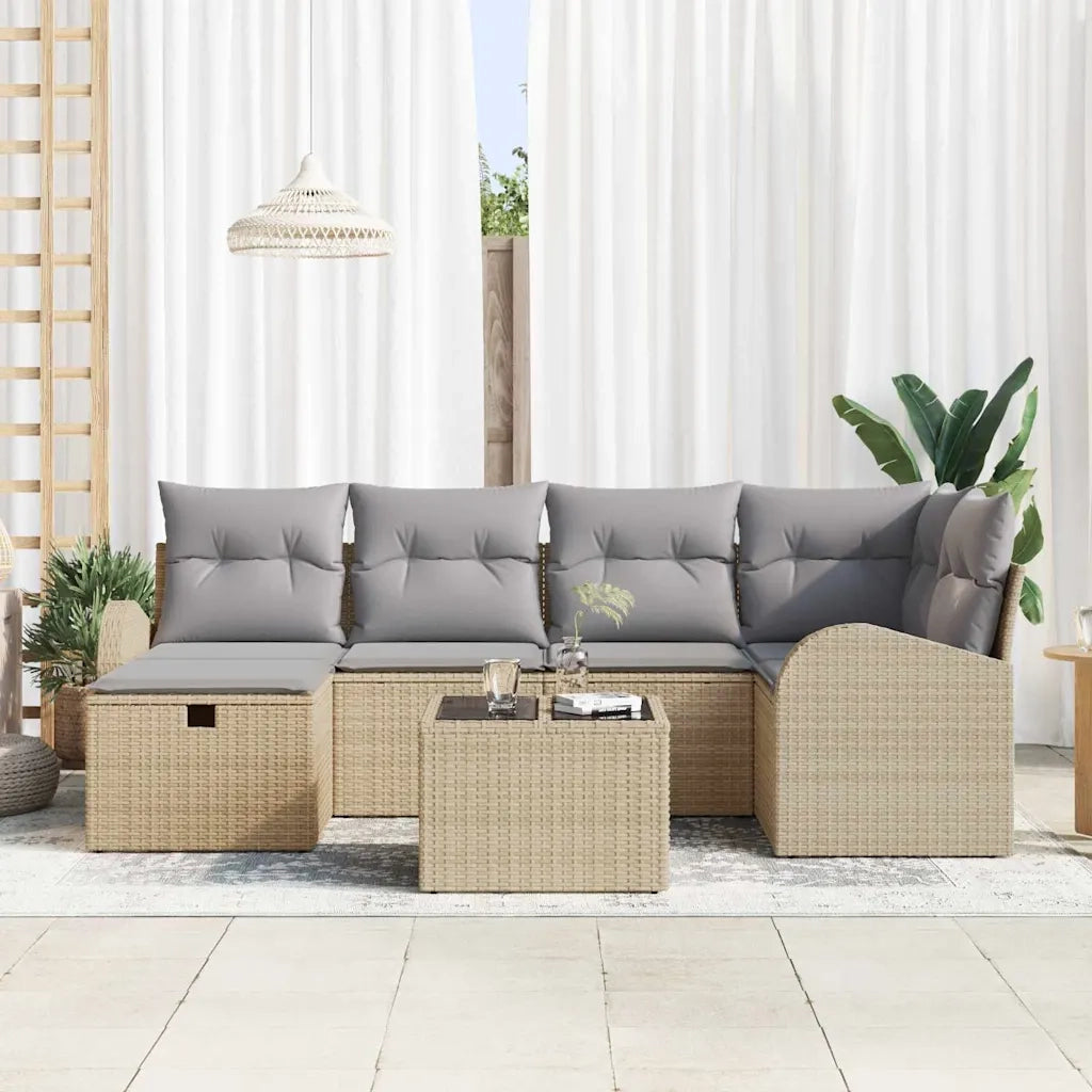 Set di divani con cuscino Beige e Grigio Chiaro polyrattan 3359089