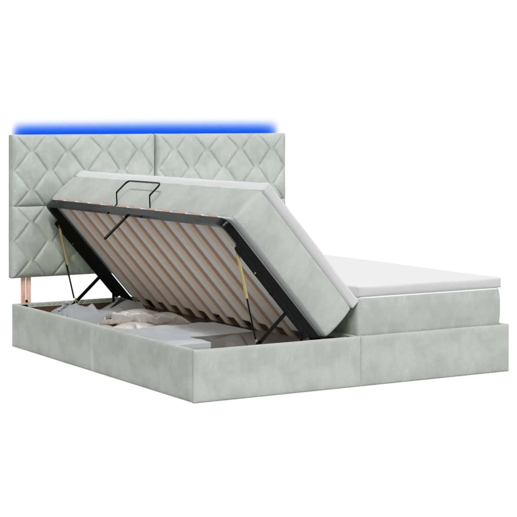 Letto con contenitore LED e materasso Grigio Chiaro 3460284