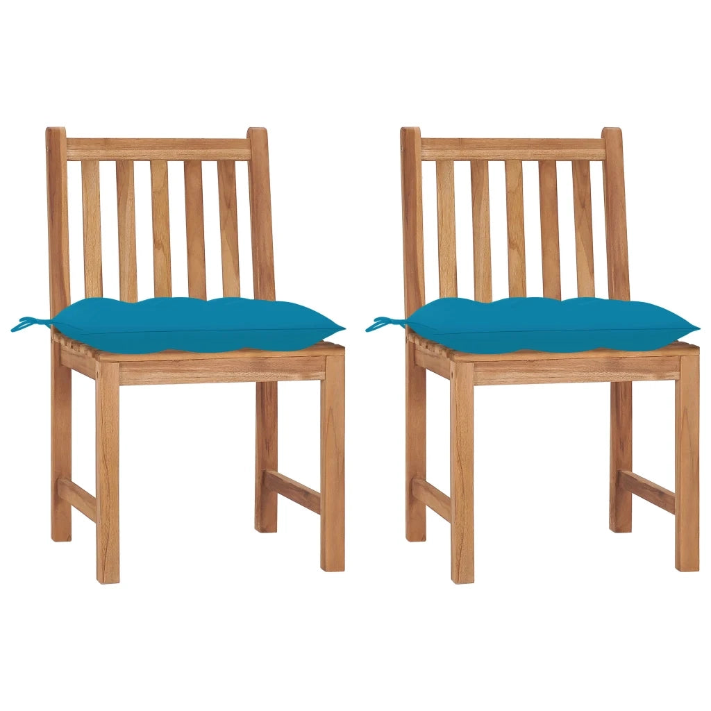 Sedie da Giardino 2 pz con Cuscini in Legno Massello di Teak cod mxl 17348