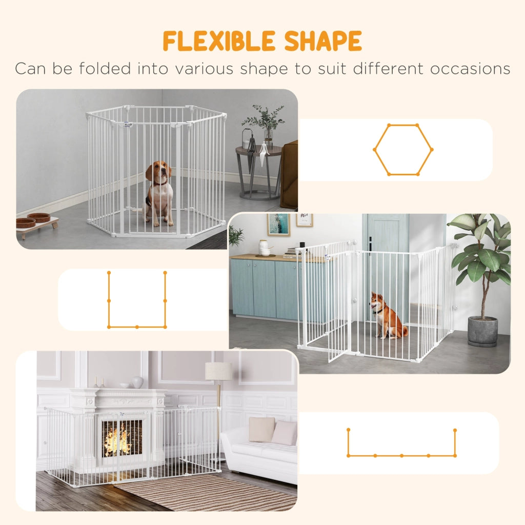 Cancelletto di Sicurezza per Animali Domestici 123x102x100 cm in Acciaio e Plastica Bianco