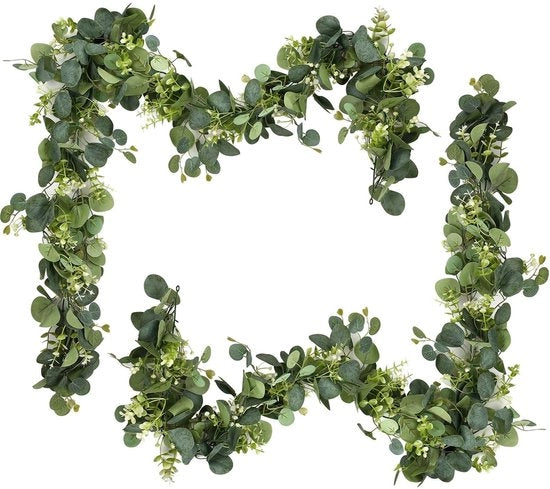 Slinger a Finto Eucalipto 180 cm - Pianta Artificiale - Slinger di Pianta Verde - Decorazione per Matrimoni - Fondale - Set a 2 pezzi - Slinger Decorativa