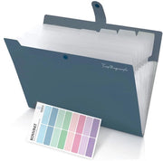 Documentenmap A4 con 7 cassetti in PP, organizzatore per documenti e cartelle, color blu