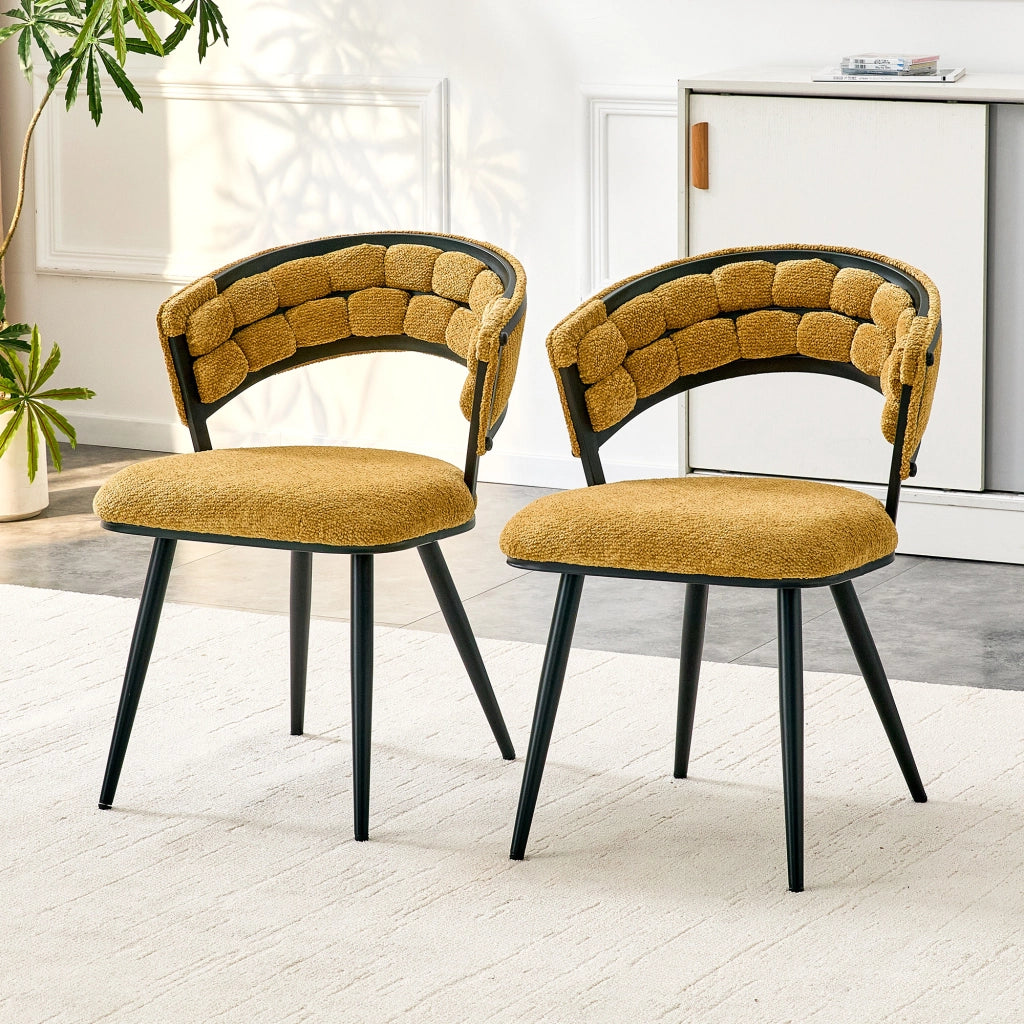 SEDIA da pranzo Set da 2 pezzi in velluto giallo e metallo nero