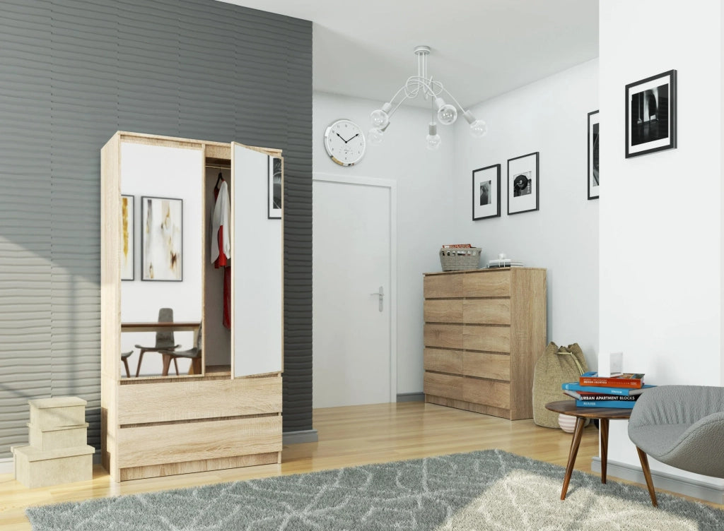 Armadio AKORD S90 Sonoma Quercia 90 cm 2 ante 2 cassetti 90x51x180 cm
