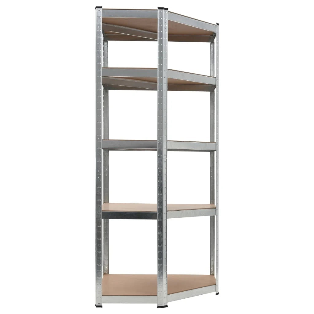 Scaffale portaoggetti per carichi pesanti per officina/garage/attrezzi argento 75 x 75 x 180 cm acciaio e MDF 02_0000701