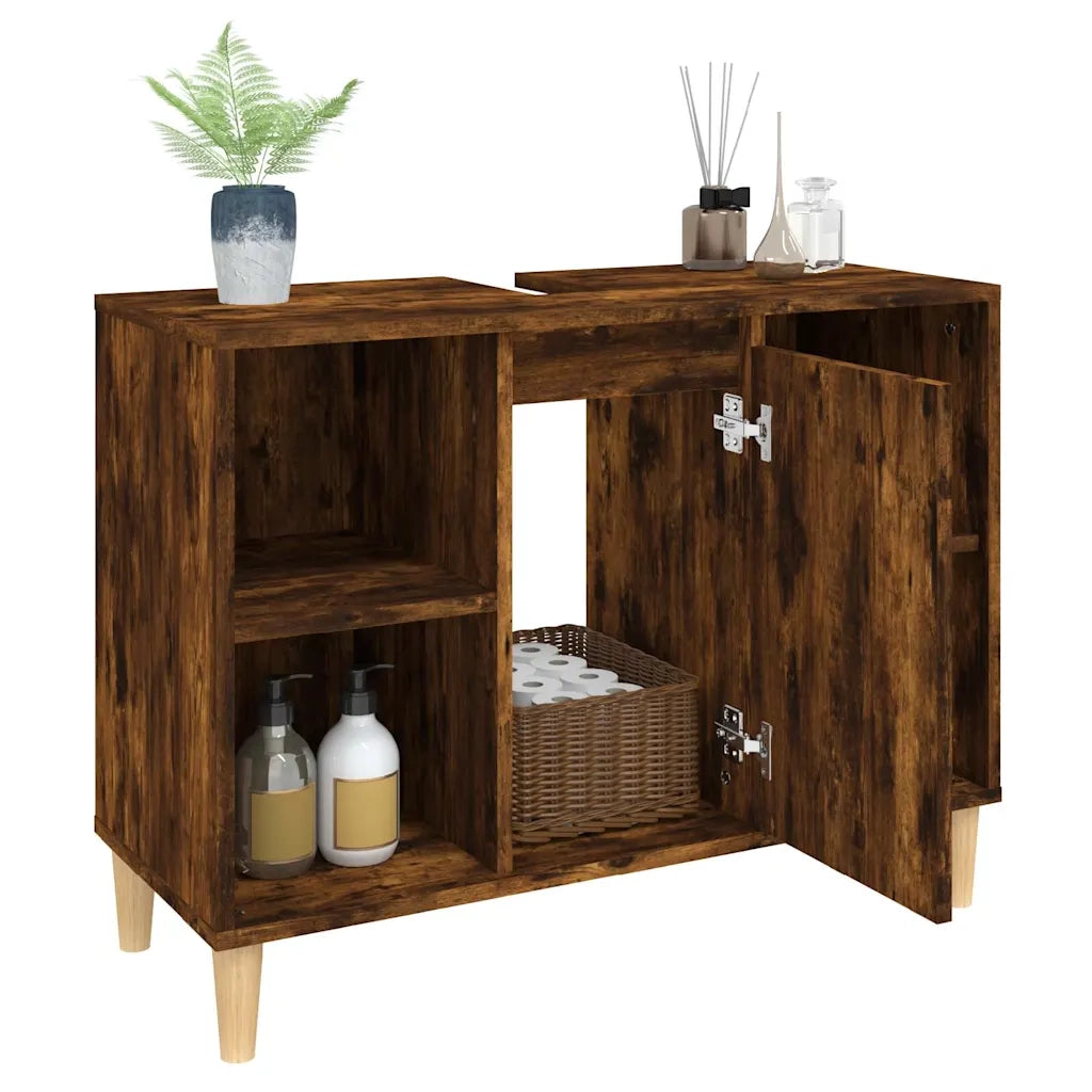Mobile Lavabo | Armadio Lavabo Rovere Fumo 80x33x60 cm in Legno Multistrato
