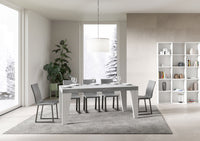 Tavolo Allungabile 180/284x90x77 cm Naxy Mix piano Cemento gambe Bianco Frassino