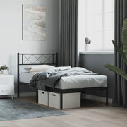 Giroletto con Testiera-Struttura Letto con testiera in Metallo Nero 75x190 cm 380903