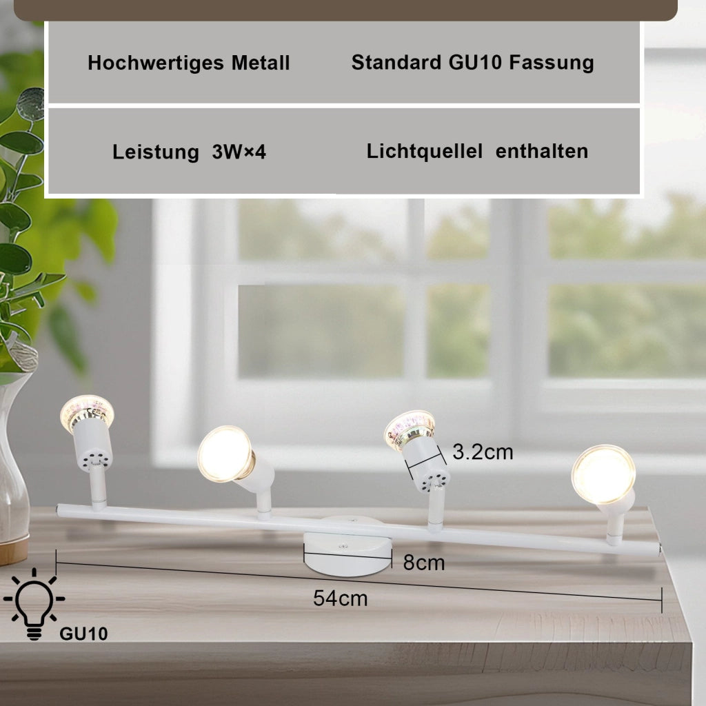 ZMH Faretto da soffitto 4 fiamme GU10 moderni per corridoio con lampadine incluse