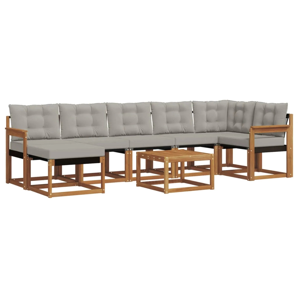 Set di divani da esterno 8 pcs Grigio Naturale e Chiaro