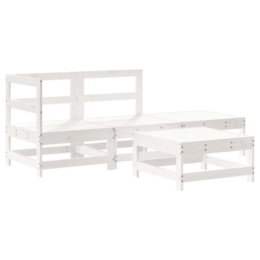Set Salotto da Giardino 4 pz Bianco in Legno Massello di Pino 3186495