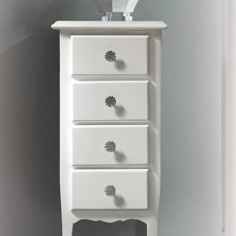 Cassettiera 4 cassetti in legno arte povera laccato bianco opaco l.38 x p.25 h.86 (3035) - Mobili 2G