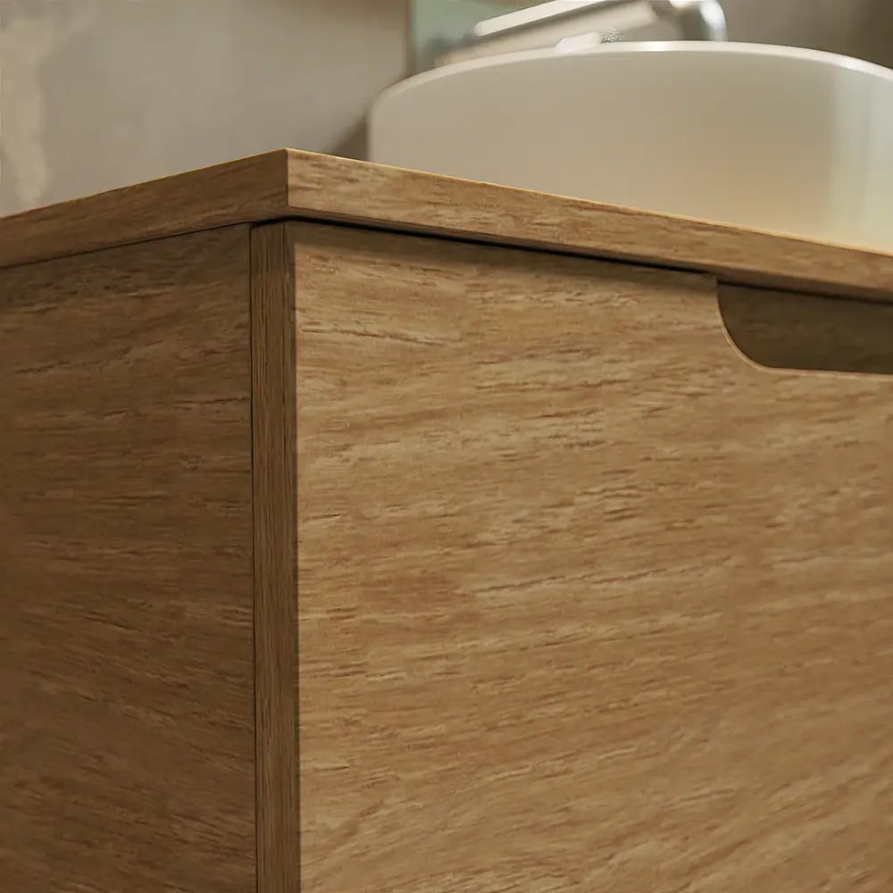 Mobile bagno sospeso 100 cm un cassetto rovere chiaro con top  | Moor