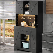 Credenza buffet 105x40x180 cm con LED a colori controllabile da app; ripiani regolabili; MDF nero