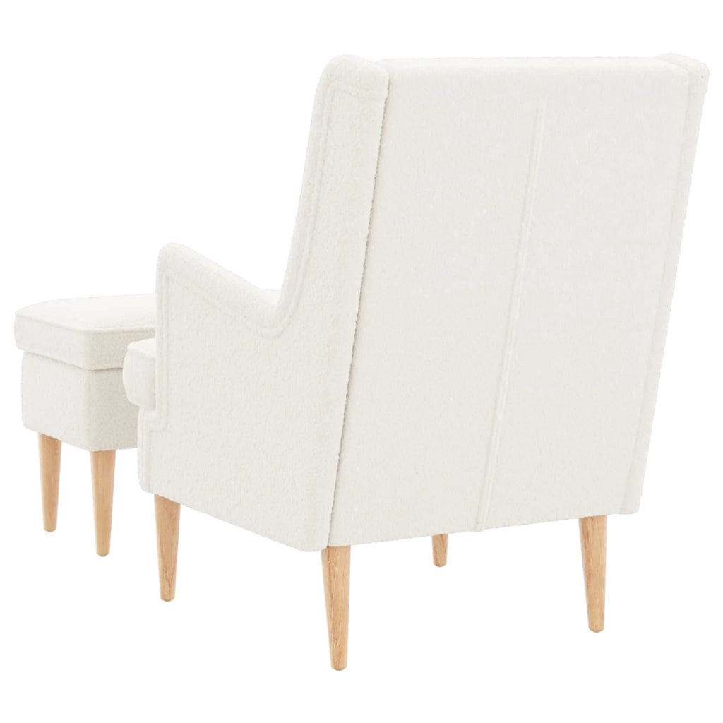 Poltrona con Ottomano 2 pz Crema Bouclé 3418838