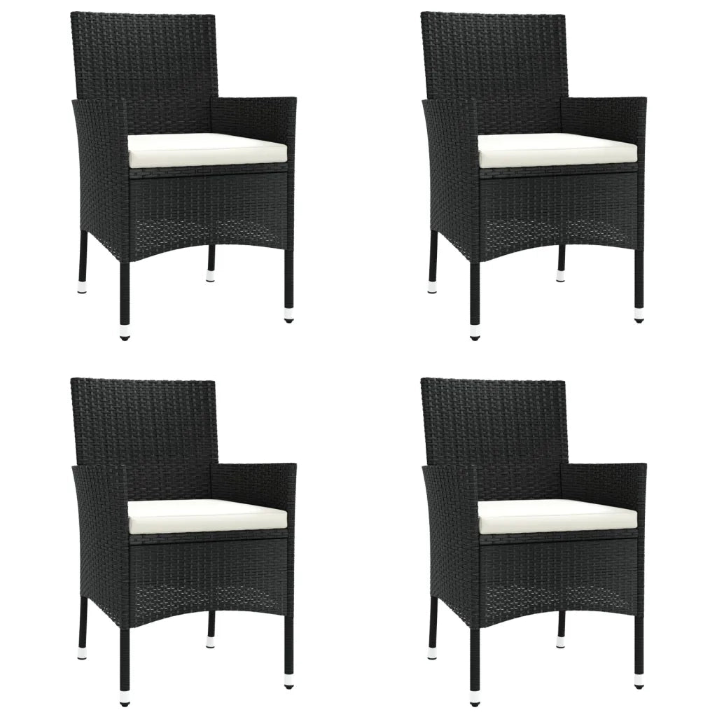 Set Bistrò da Giardino 5 pz con Cuscini in Polyrattan Nero 3187433