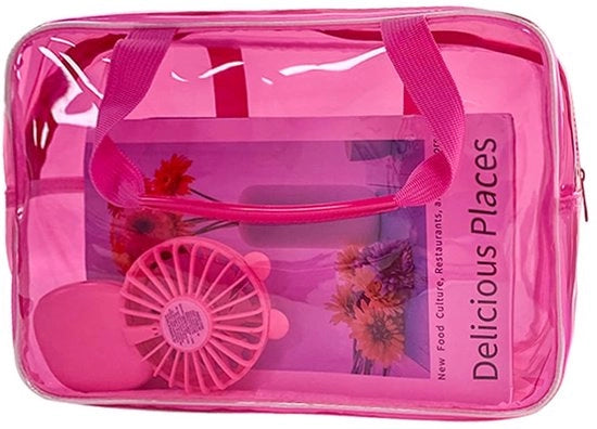 Borsa di Pelle Flessibile Transparente per Cosmetici Rattoppabile Borsa da Viaggio 11,8'' × 5,12'' × 8,26'' (Rosso)