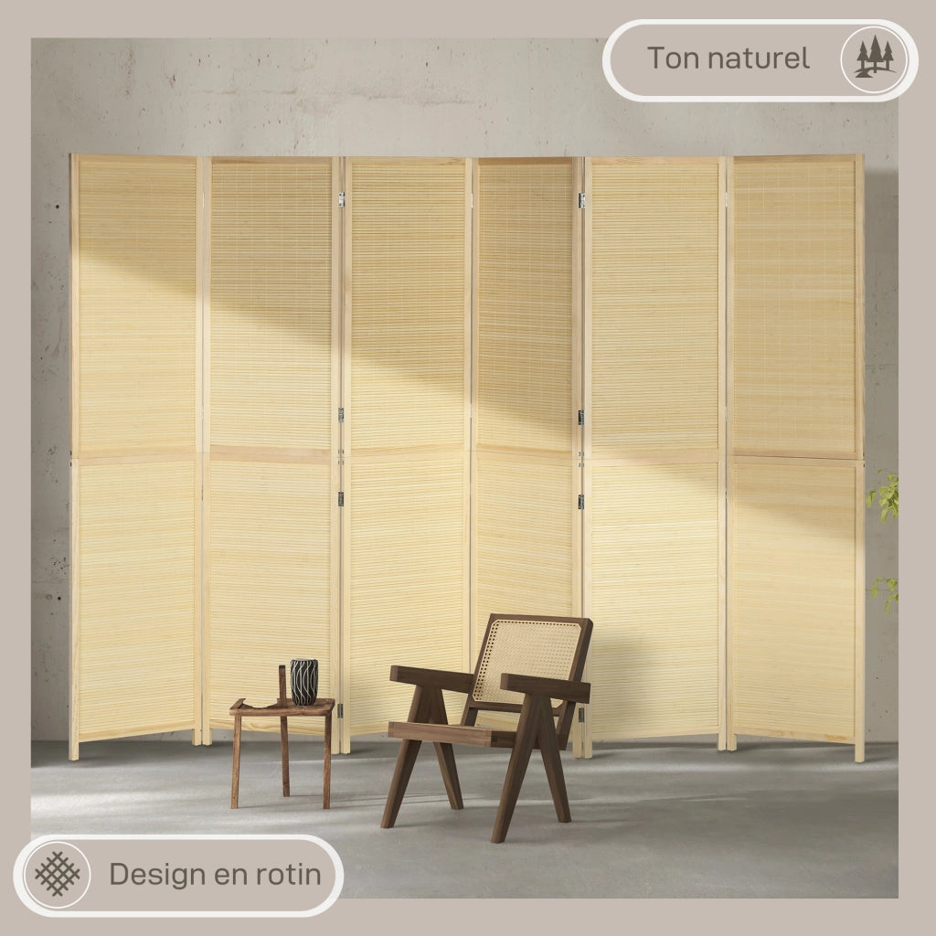 Paravento in bamb¨´ 6 pannelli ¨C Minimal ¨C 270x180 cm naturale