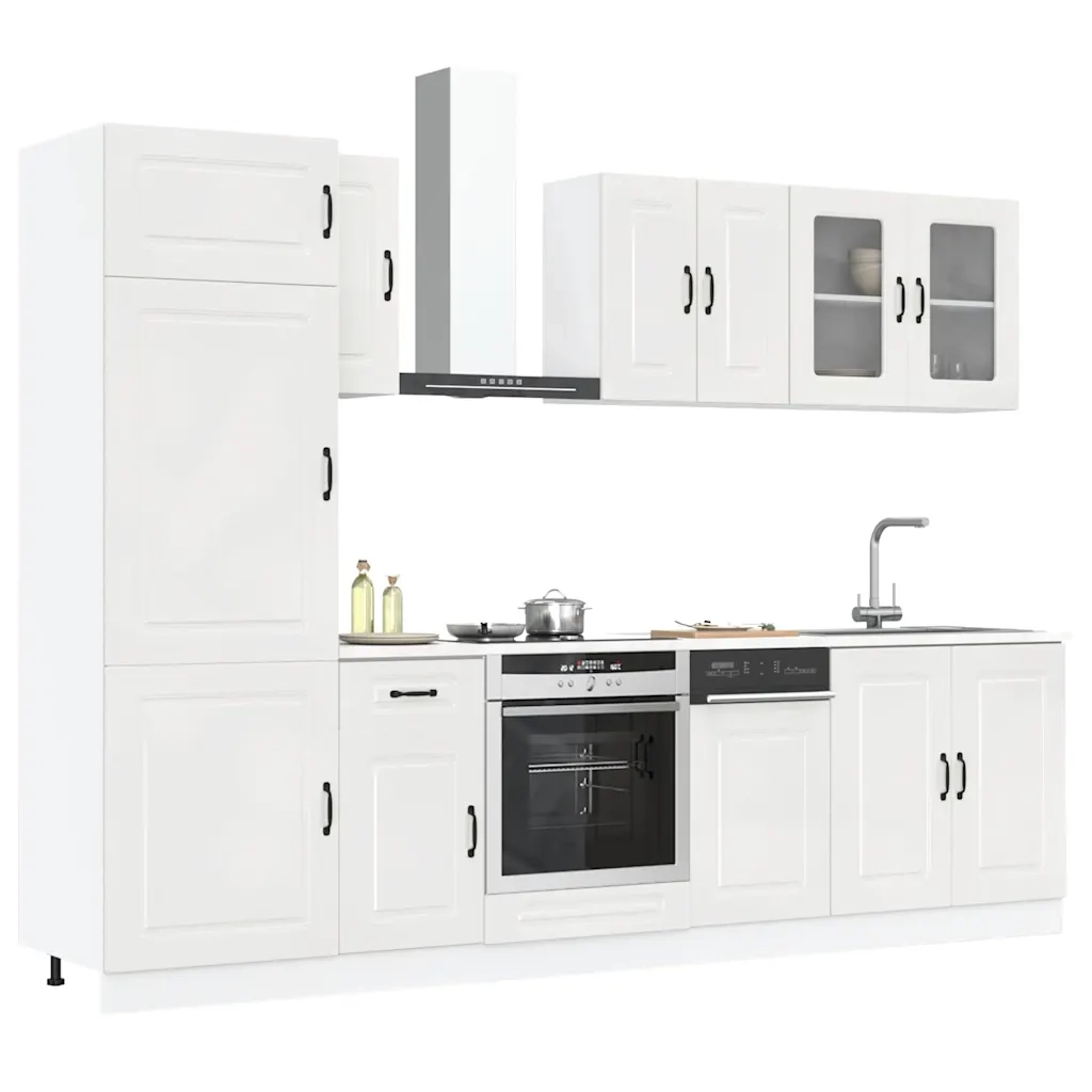 Set Mobili da Cucina 8 pz Kalmar Bianchi Lucido in Truciolato 3314793