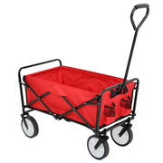 Carrello da Spiaggia Pieghevole TYRS con Ruote in Plastica, Portata Massima 120 kg, Colore Rosso