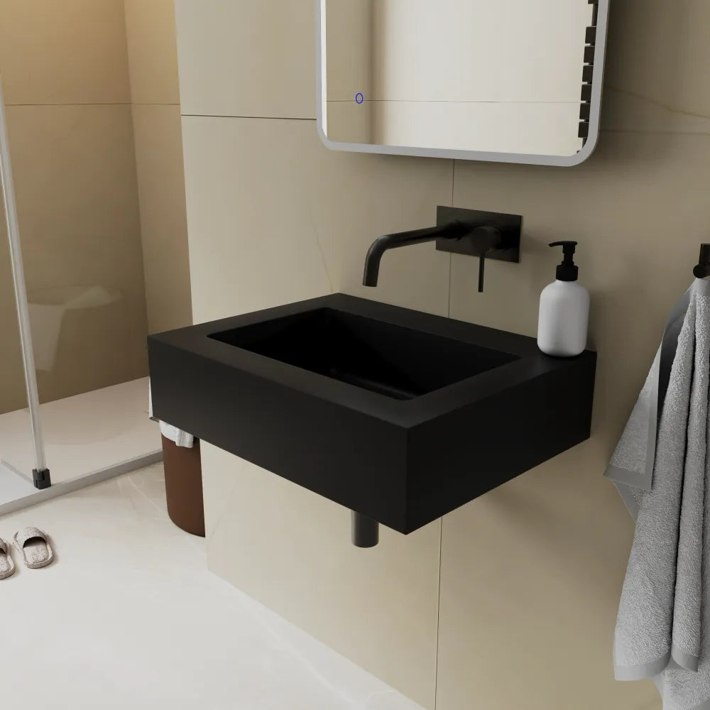 Lavabo sospeso in marmoresina 80cm nero opaco | Koro