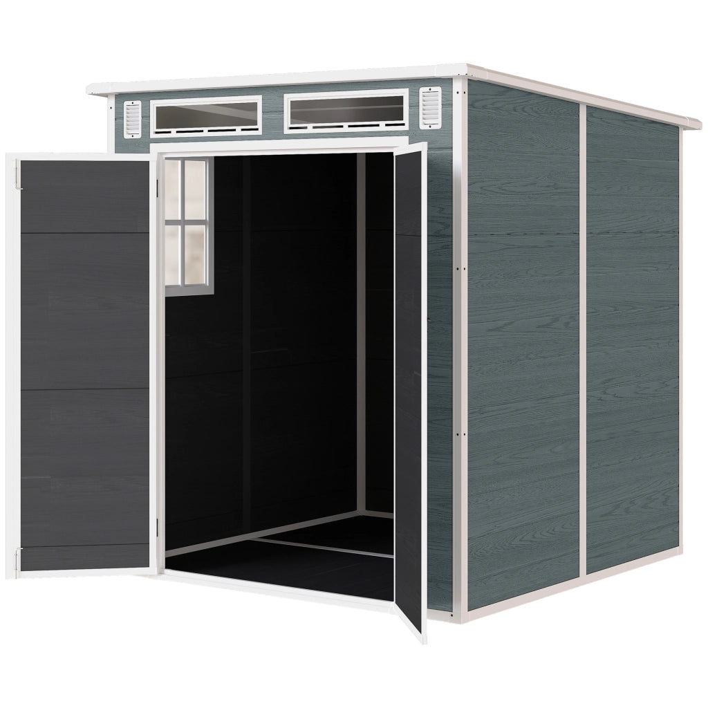 Casetta da Giardino in Resina con 2 Porte e 3 Finestre ¨C Zephmum ¨C Grigio 3.3 m2