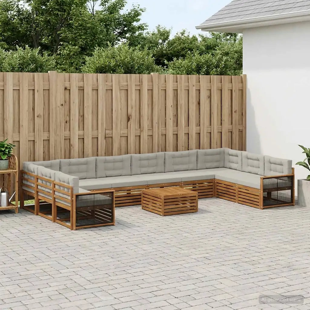 Set divani con cuscino 11 pcs Legno di Acacia Massello