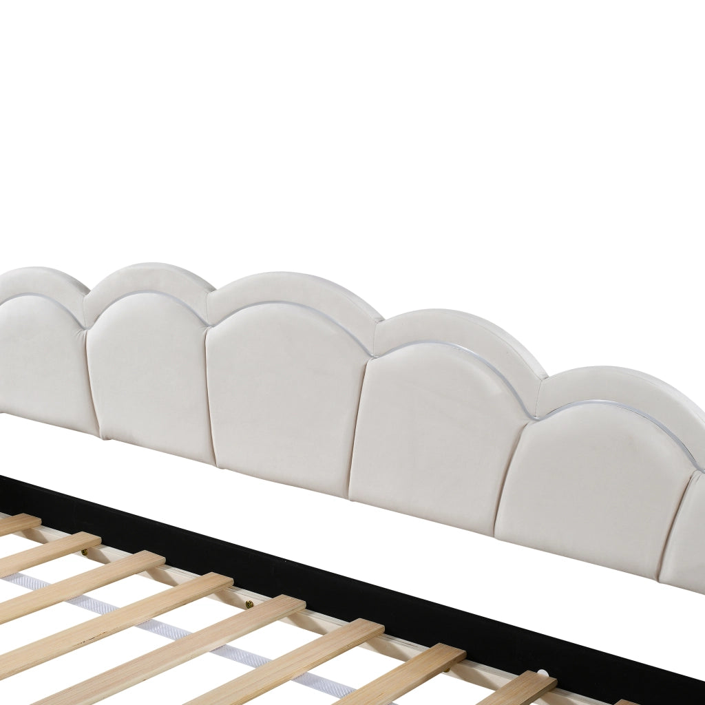 DESMIU Litto nido 90 × 200 cm 1 posto con LED regolabile, senza materasso, in velluto beige
