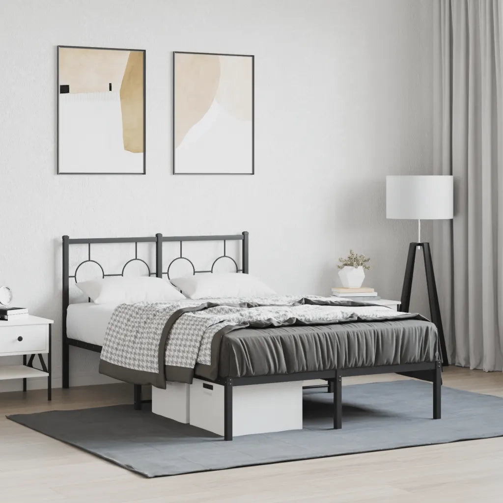 Letto matrimoniale | Letto per adulti | Giroletto con Testiera in Metallo Nero 120x190 cm